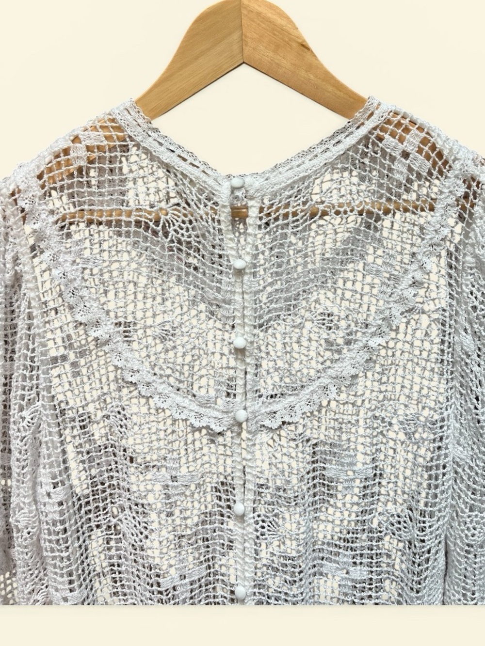 Free People Intimately 70s style Crochet Long-Sleeve Sheer Bodysuit - Picture 8 of 11